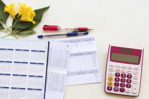 Calendar and calculator, creating a budget