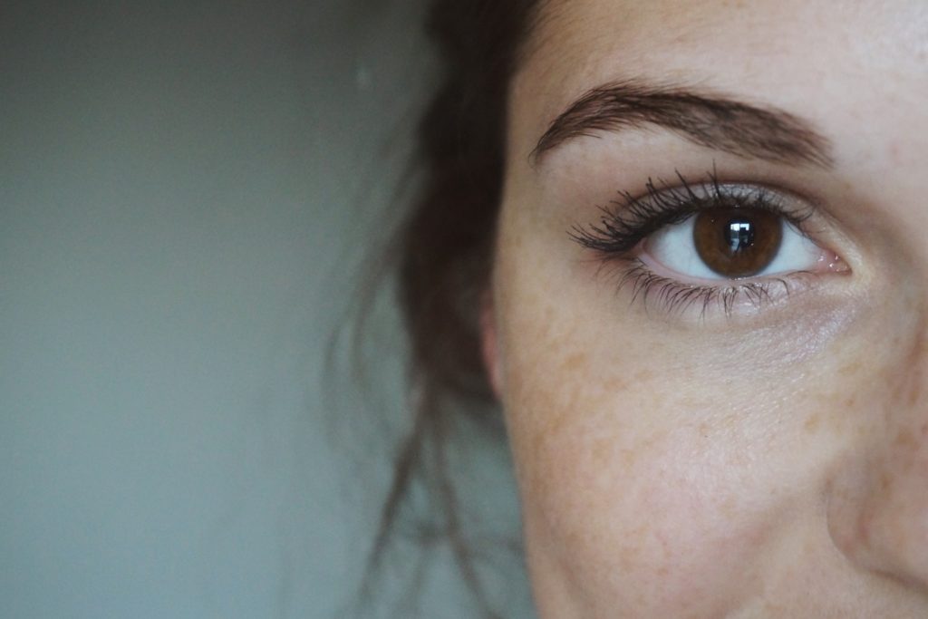 Close up of a woman's eyebrow