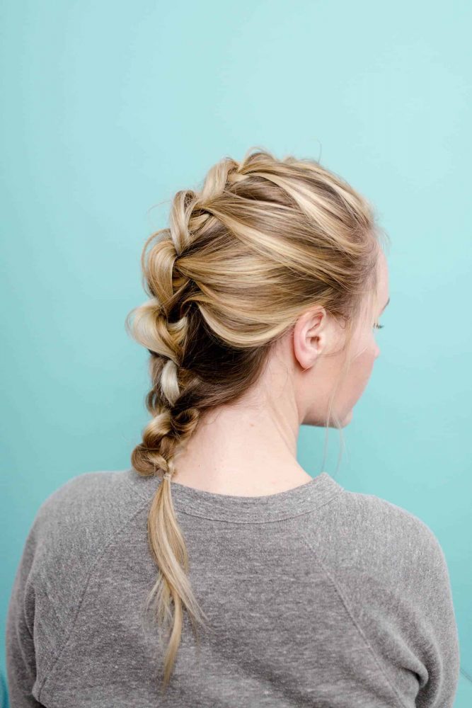 Quick and easy Wonder Woman inspired knotted braid tutorial for moms with long hair
